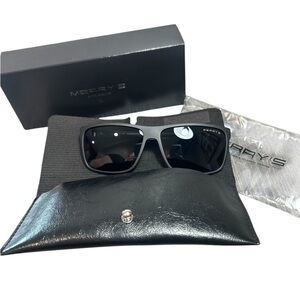 {Merry’s} Rectangular Polarized Sport Unisex Black Sunglasses